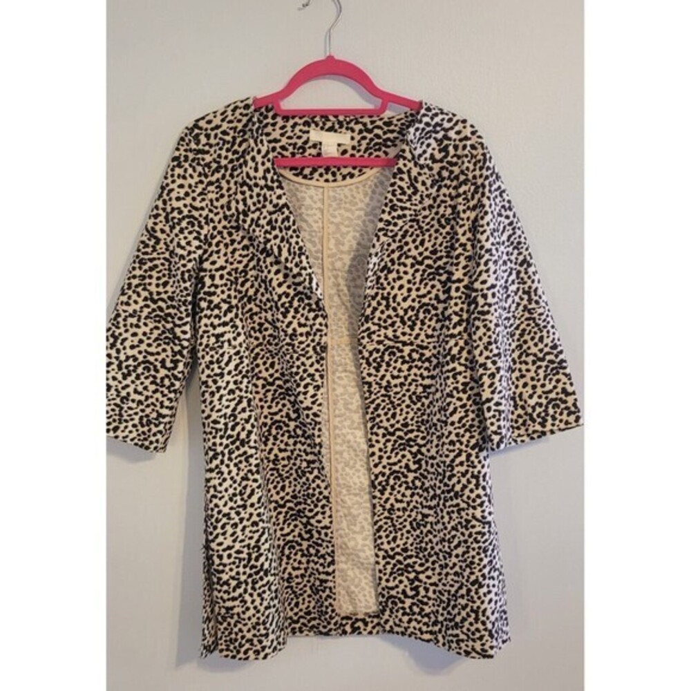 H & M Women's Size 4 Animal Print Open Front Jacket With 3/4‎ Sleeves